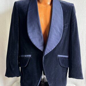 1970s Blue Velveteen Tuxedo Suit Jacket